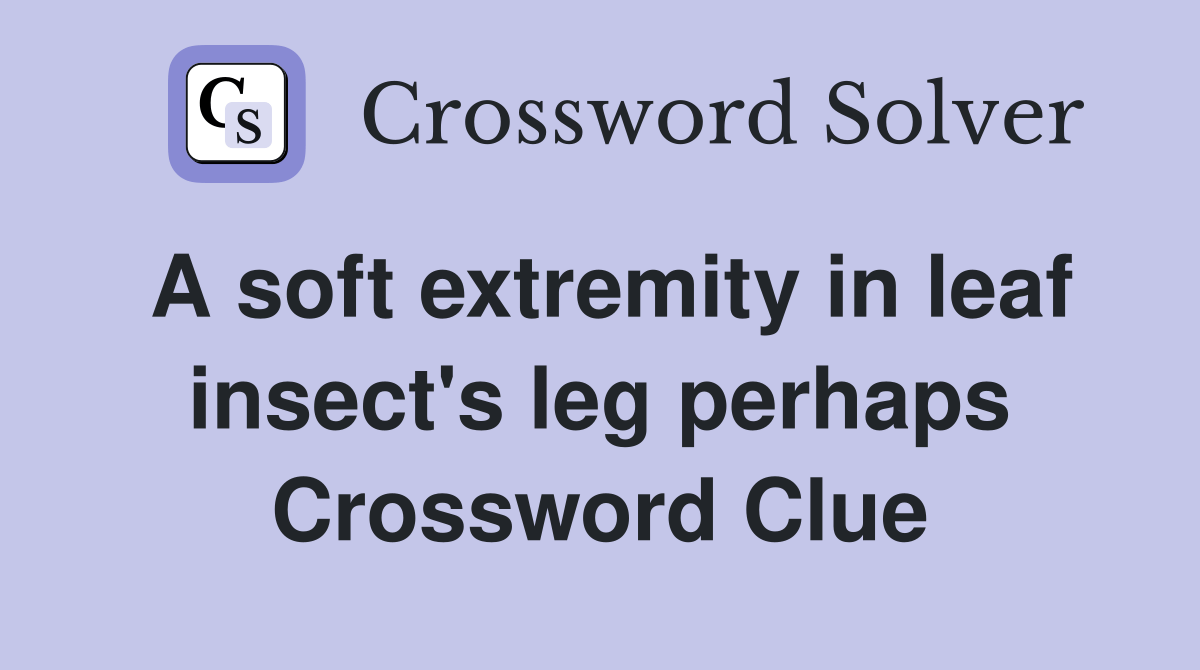 A soft extremity in leaf insect's leg perhaps Crossword Clue Answers